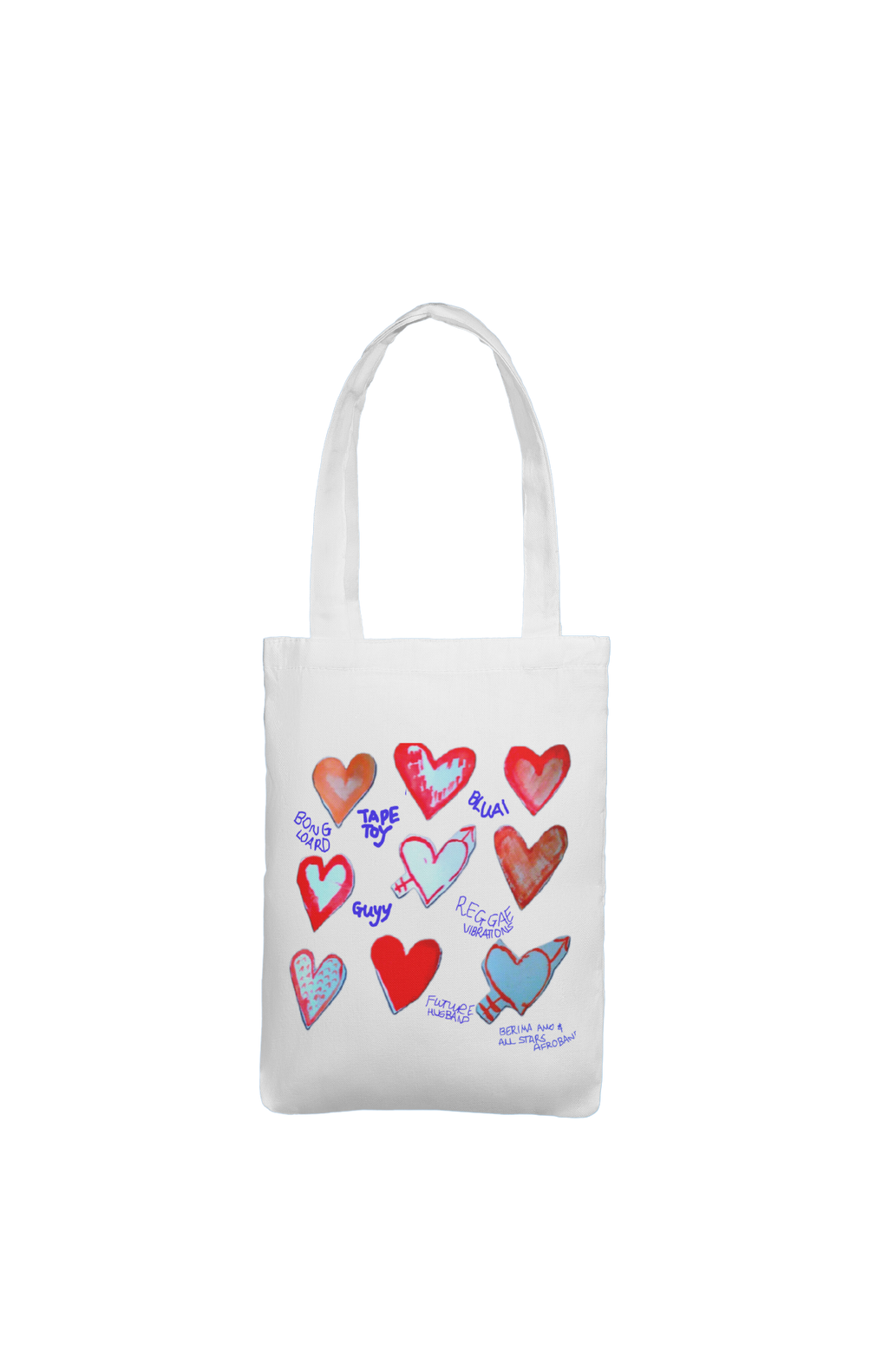 a tote bag with hearts on it