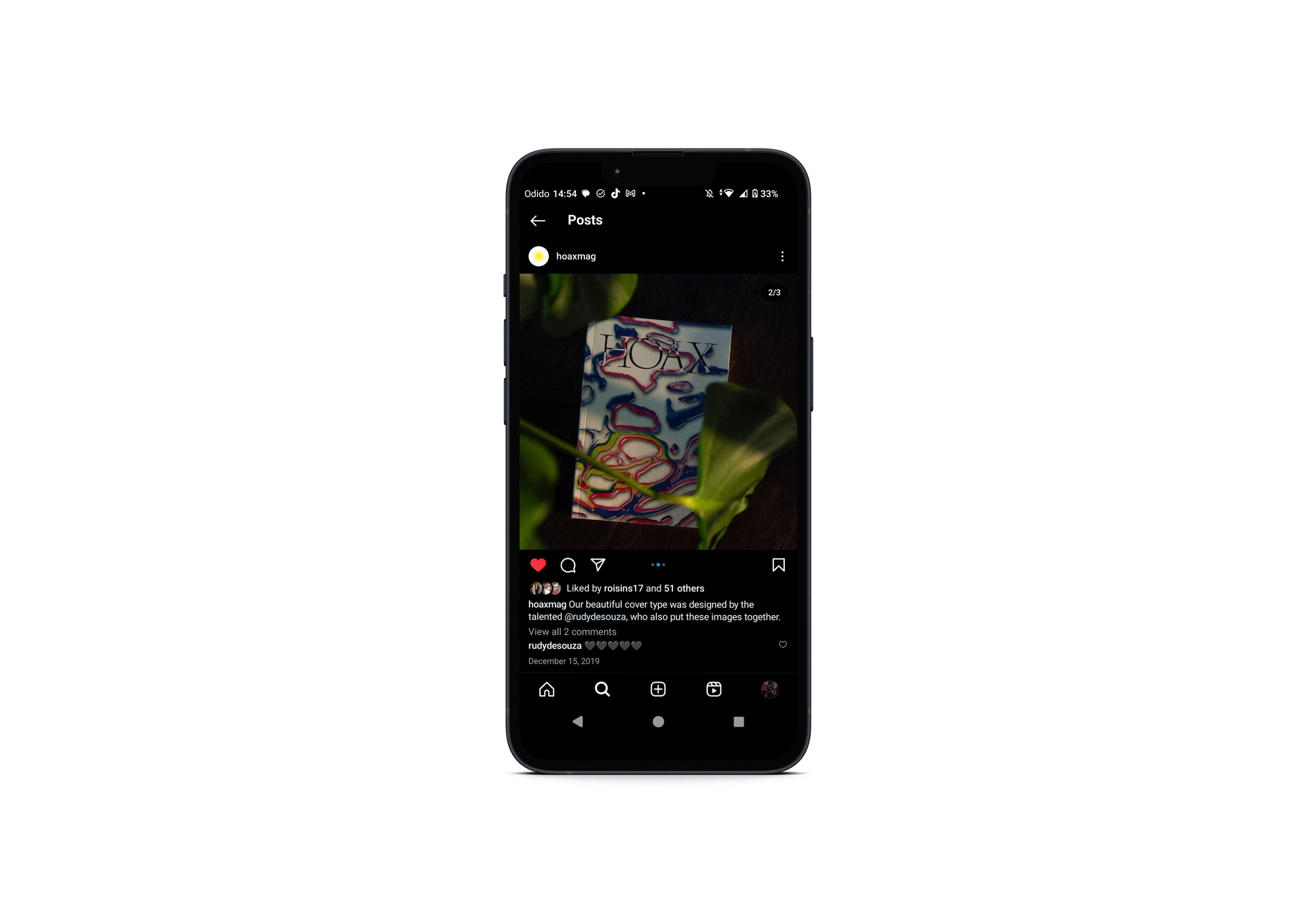 a screenshot of the instagram app on a samsung galaxy s9+